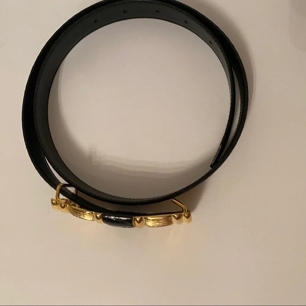 JANA BELT BLACK SNAKESKIN GOLD BUCKLE ACCESSORY Size L